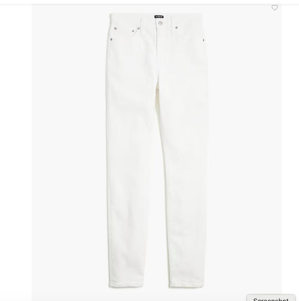 J.Crew Jeans 32 White Factory Curvy High-Rise Skinny Stretch Classic Preppy NWT